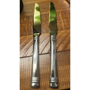 Wallace Zenith Frost Glossy Steak Knife 9.5” Set of 2 heavy stainless steel EUC